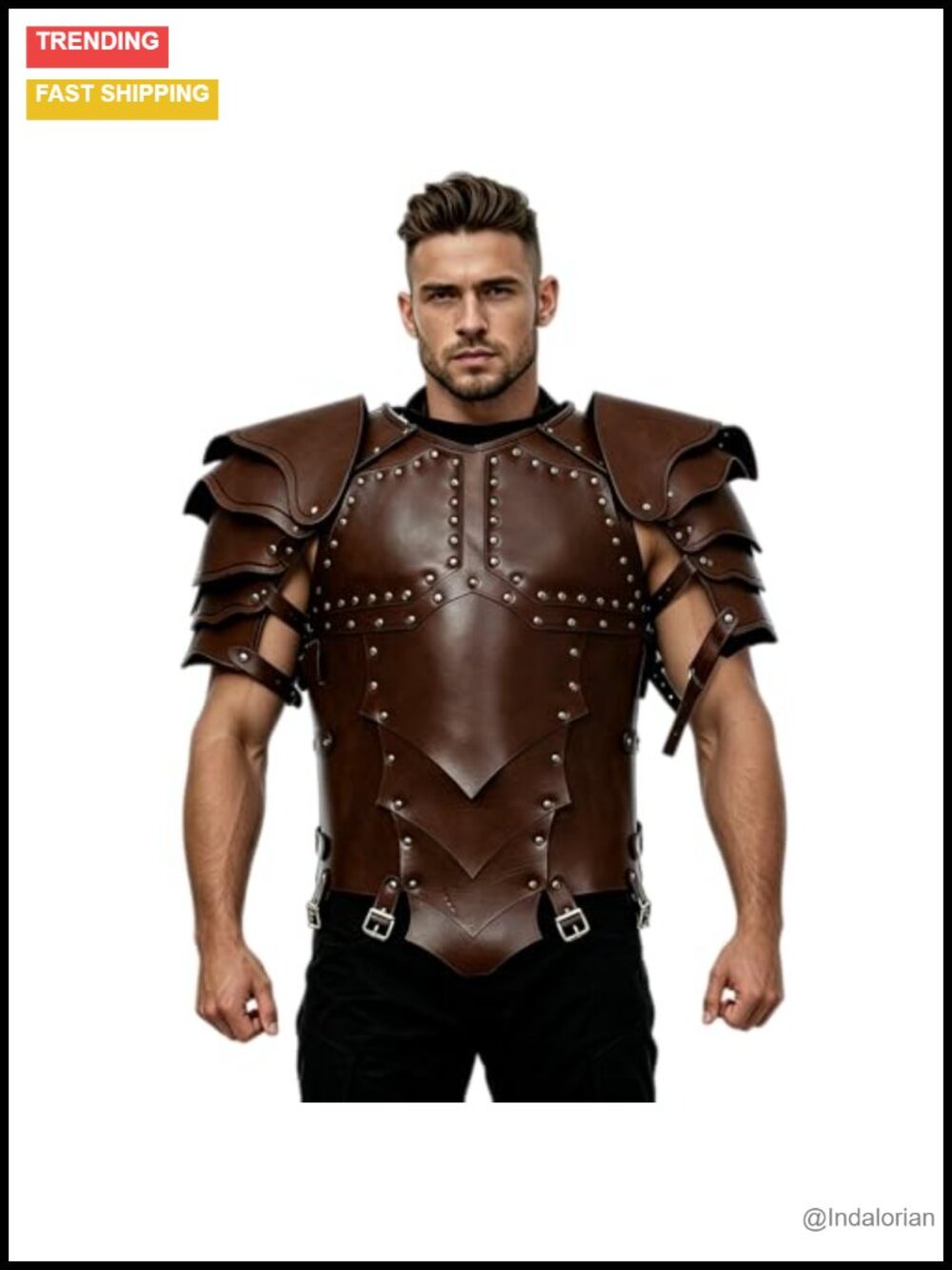 Medieval Chest Armor Viking Knight PU Leather Adjustable LARP Cosplay